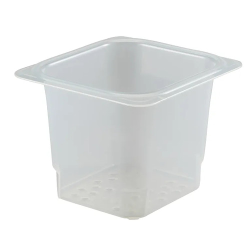 Cambro 65CLRPP190 6 3/8" x 6 15/16" x 5" Deep Translucent Fits 1/6 Size Food Pans H-Pan Colander - 6/Case