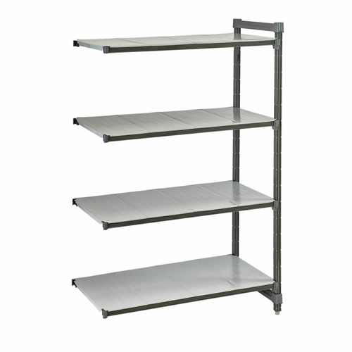 Cambro CBA186084S4580 36" W x 84" H x 18" D Brushed Graphite Polypropylene 4 Shelves Solid Camshelving Basics Plus Add-On Unit