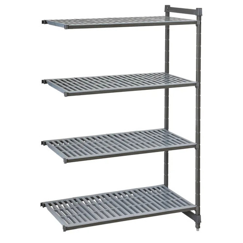 Cambro CBA214864V4580 4-Tier 600 Lbs. Capacity Per Shelf (400 Lbs. Top Shelf) Brushed Graphite Camshelving Basics Plus Add-On Unit
