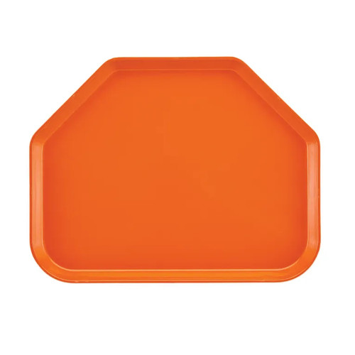 Cambro 1418TR222 14" x 18" Trapezoid Fiberglass Orange Pizzazz Camtray - 12/Case