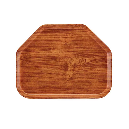 Cambro 1418TR309 14" x 18" Trapezoid Fiberglass Java Teak Camtray - 12/Case