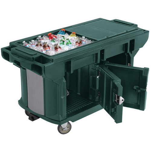 Cambro VBRUTHD6519 82"L x 27"W x 36.25"H Kentucky Green Polyethylene with Foam-Injected Polyurethane 6 Ft. Unit Cold Food Versa Food Bar Work Table