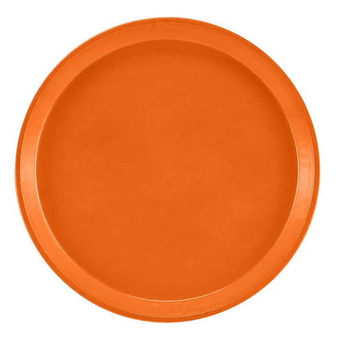 Cambro 900220 9" Dia. Round Citrus Orange Fiberglass Serving Camtray - 12/Case