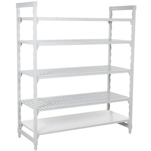 Cambro CPU187284VS5PKG 72" W x 18" D x 84" H Speckled Gray 5 Shelves Vented and Solid Camshelving Premium Starter Unit
