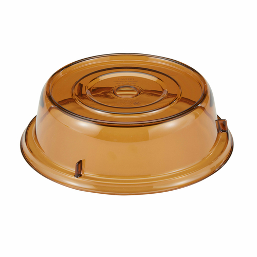 Cambro 900CW153 9.13" Amber Lightweight Polycarbonate Stackable Round Camwear Camcover - 12/Case