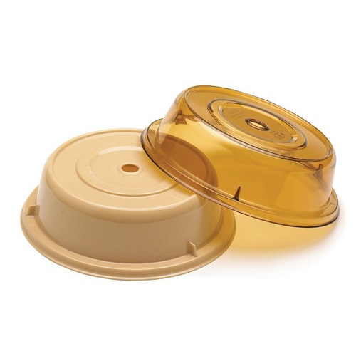 Cambro 900CW153 9.13" Amber Lightweight Polycarbonate Stackable Round Camwear Camcover - 12/Case