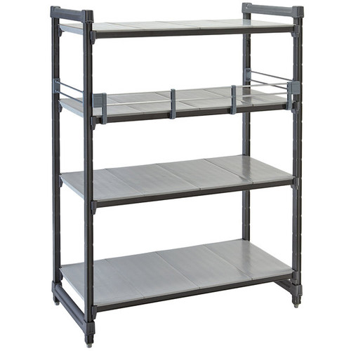 Cambro ESR21723151 72" W x 21" D x 4" H Soft Gray Polypropylene Camshelving Elements Three-Quarter Shelf Rail Kit