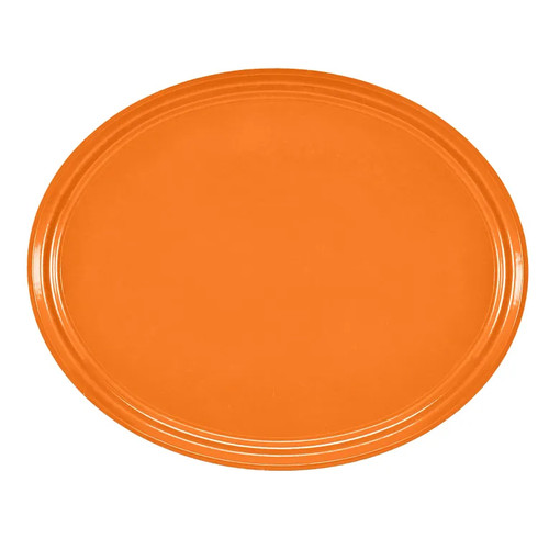 Cambro 2500222 24" x 19" Orange Pizzazz High-Impact Fiberglass Oval Camtray - 6/Case