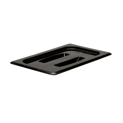 Cambro 40CWCH110 6.38" W x 10.44" D Black Polycarbonate Camwear Food Pan Cover with Handle - 6/Case