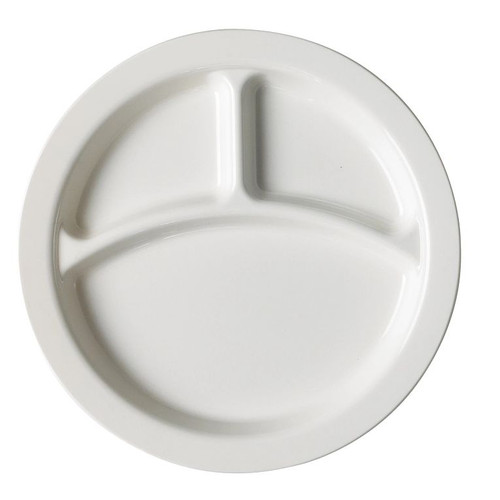 Cambro 93CW148 9" Dia. Beige Polycarbonate 3 Compartments Camwear Plate