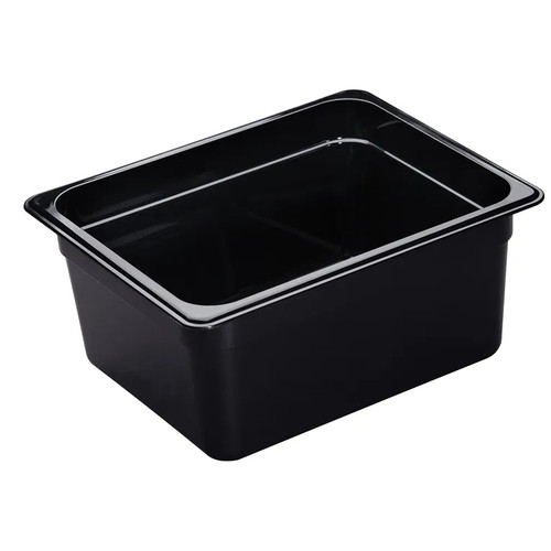 Cambro 26HP110 6" Deep Black Plastic 1/2 Size H-Pan High Heat Hot Food Pan - 6/Case