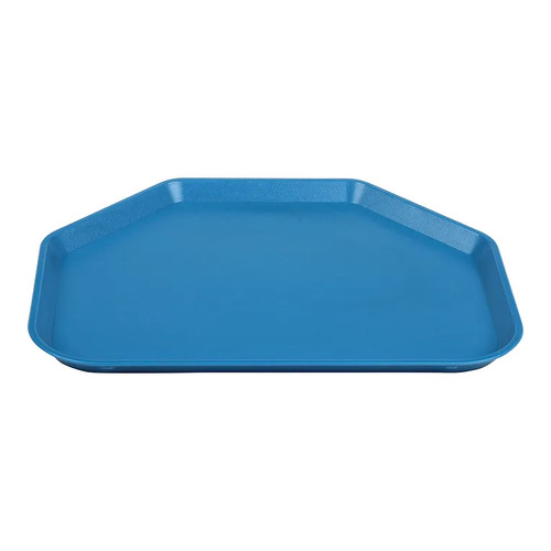 Cambro 1418TRCW168 14" x 18" Trapezoid Polycarbonate Blue Camwear Tray - 12/Case