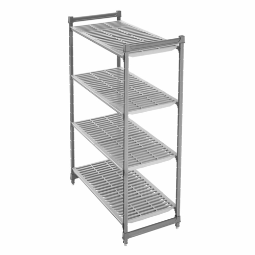 Cambro CBU243684V4580 36" W x 24" D x 84" H Brushed Graphite Polypropylene Louvered 4 Shelves Camshelving Basics Plus Starter Unit