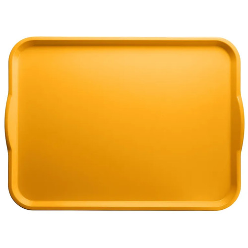 Cambro 1520H504 15" x 20" Mustard Reinforced Fiberglass Rectangular Camtray with Handles - 12/Case