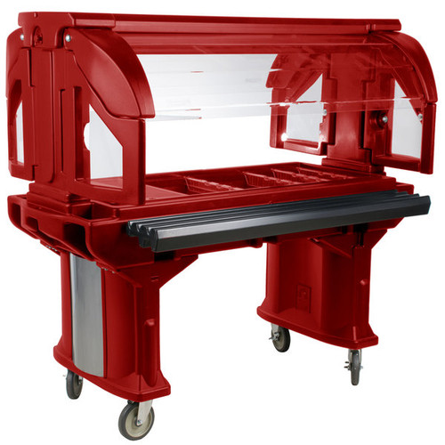 Cambro VBR5158 69" L x 42-1/2" W x 62-3/4" H Hot Red Polyethylene (4) Full Size Pans Cold Food Versa Food Bar Serving Buffet