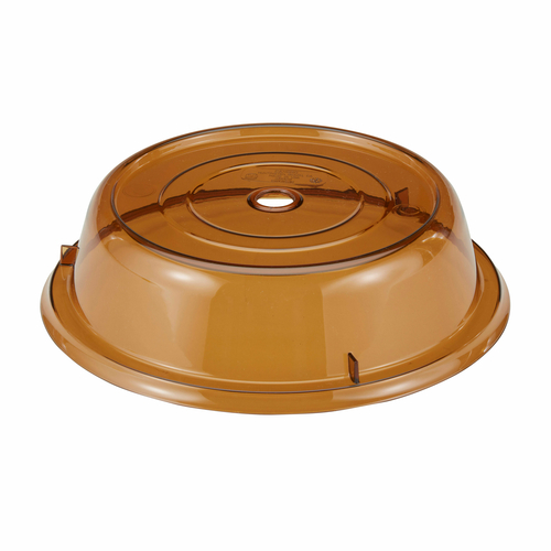 Cambro 1101CW153 11" Amber Lightweight Polycarbonate Stackable Round Camwear Camcover - 12/Case