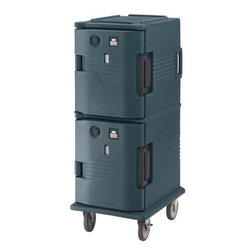 Cambro UPCH800192 20.50" W x 54" H x 27.13" D Granite Green Polyethylene Ultra Camcart Heated Food Pan Carrier - 110V