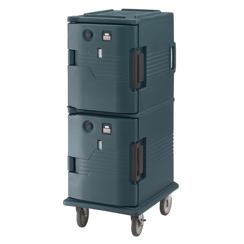 Cambro UPCH800192 20.50" W x 54" H x 27.13" D Granite Green Polyethylene Ultra Camcart Heated Food Pan Carrier - 110V