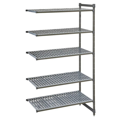 Cambro CBA215484V5580 54" W x 84" H x 21" D Brushed Graphite Polypropylene 5 Shelves Louvered Camshelving Basics Plus Add-On Unit