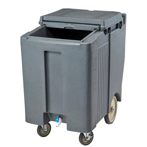 Cambro ICS175TB191 175 Lb. Granite Gray Plastic Mobile SlidingLid Tall Ice Caddy