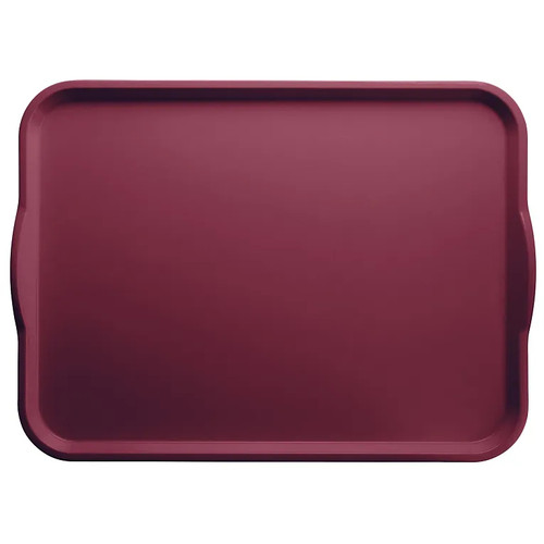 Cambro 1520H522 15" x 20" Burgundy Wine Reinforced Fiberglass Rectangular Camtray with Handles - 12/Case