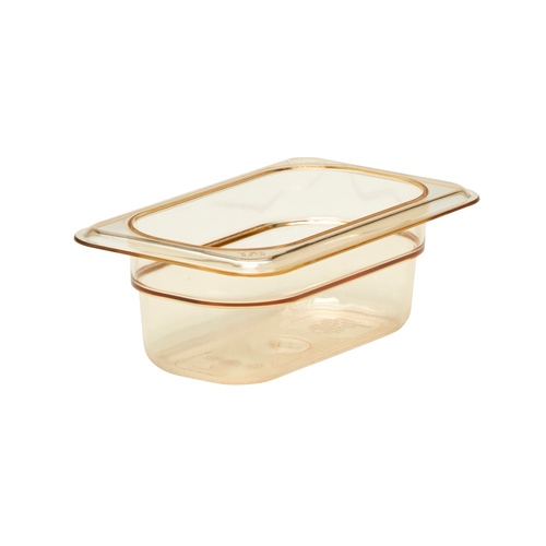 Cambro 92HP150 2 1/2" Deep Amber Plastic 1/9 Size H-Pan High Heat Hot Food Pan - 6/Case