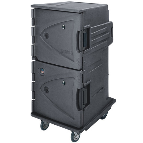 Cambro CMBH1826TSC191 30.50" W x 64.38" H x 39" D Granite Gray Polyethylene Tall Profile Electric Camtherm Hot Cart - 110V