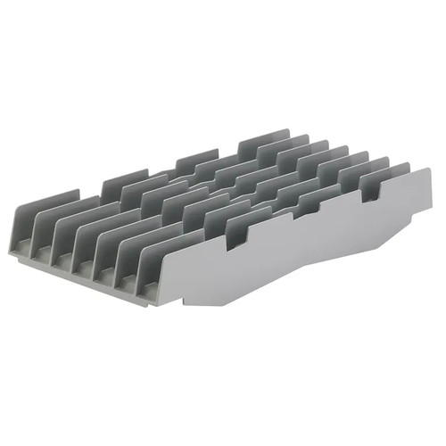 Cambro CSDR73151 10.25"W x 23.05"L x 3.75"H 7-Slot Rack Soft Gray High Impact ABS Camshelving Vertical Drying & Storage Cradle