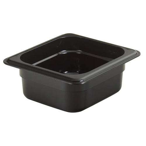 Cambro 62HP110 2 1/2" Deep Black Plastic 1/6 Size H-Pan High Heat Hot Food Pan - 6/Case