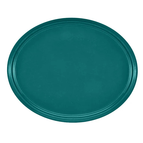Cambro 2500414 24" x 19" Teal High-Impact Fiberglass Oval Camtray - 6/Case