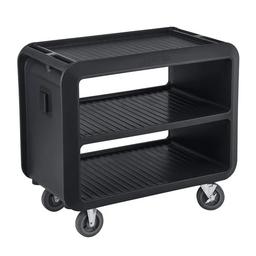 Cambro SC337110 41.50" W x 37.10" H x 23.80" D Black Polyethylene Ribbed Shelves Service Cart Pro