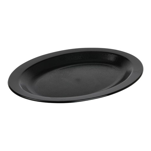 Cambro 120CWP110 12" Black Polycarbonate Oval Camweare Platter - 24/Case