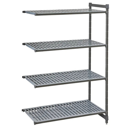 Cambro CBA215484V4580 54" W x 84" H x 21" D Brushed Graphite Polypropylene 4 Shelves Louvered Camshelving Basics Plus Add-On Unit