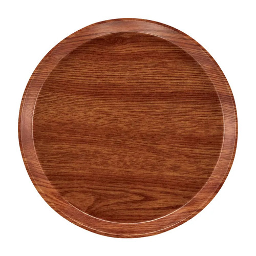 Cambro 1400309 14" Dia. Java Teak Fiberglass Round Serving Camtray - 12/Case