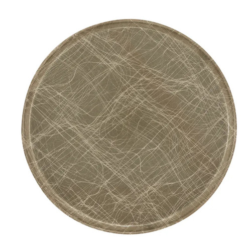 Cambro 1400214 14" Dia. Abstract Tan Round Fiberglass Serving Camtray - 12/Case