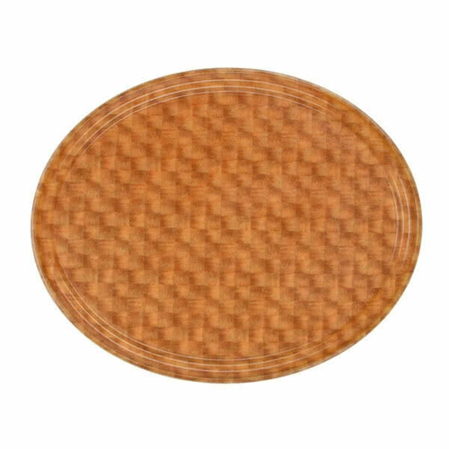 Cambro 2500302 19.25" x 24" Light Basketweave Fiberglass Oval Serving Camtray - 6/Case