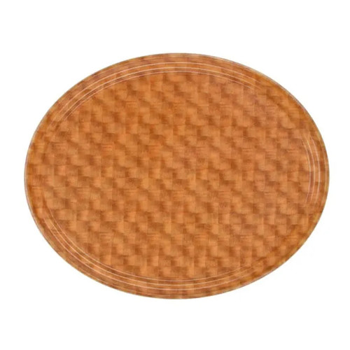 Cambro 2500302 19.25" x 24" Light Basketweave Fiberglass Oval Serving Camtray - 6/Case