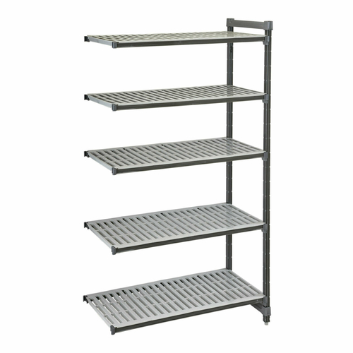 Cambro EA212484V5580 24" W x 21" D x 84" H Brushed Graphite Polypropylene 5 Shelves Louvered Camshelving Elements Stationary Add-On Unit