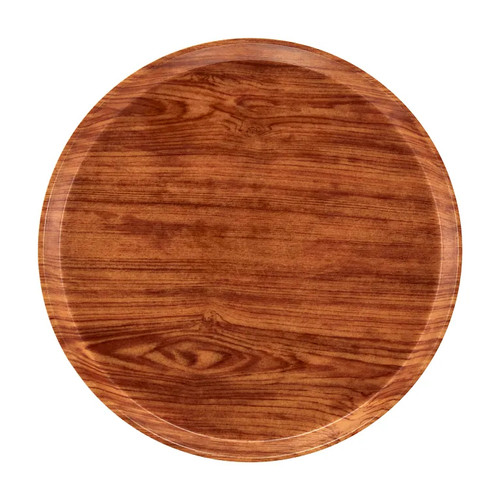 Cambro 1400304 14" Dia. Country Oak Fiberglass Round Serving Camtray - 12/Case