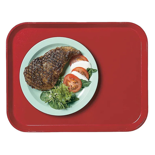 Cambro 1418CL675 14" x 18" Steel Red Rectangular Fiberglass Stacking Lugs Reinforced Edges Dri-Stak Separators Camlite Tray - 12/Case