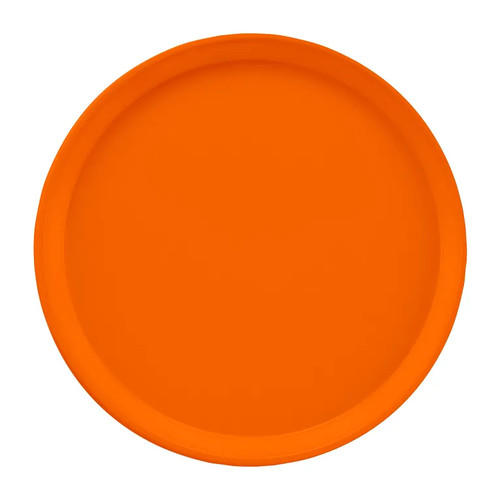Cambro 1550222 16" Dia. Round Fiberglass Orange Pizzazz Serving Camtray - 12/Case