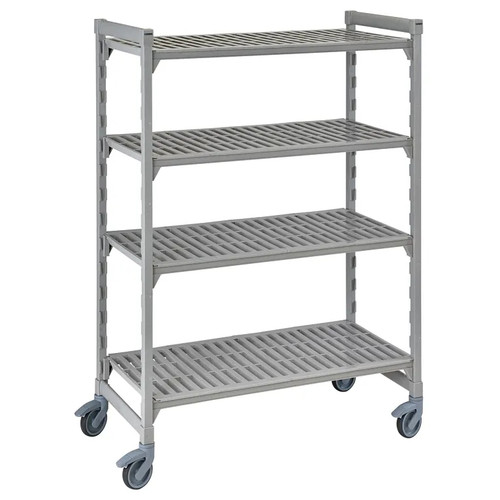 Cambro CPMU244867V4480 48" W x 24" D x 67" H Speckled Gray Polypropylene 4 Shelves Louvered Camshelving Premium Mobile Starter Unit