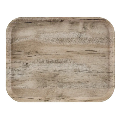Cambro 1520DCET830 20.20" W x 0.93" H x 14.94" D Light Oak EpicTread Surface Fiberglass Rectangular Decor Series Camtray - 12/Case