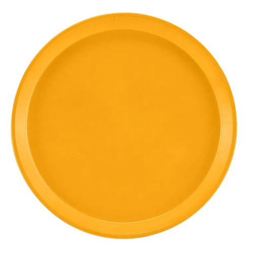 Cambro 1100504 11" Dia. Mustard Round Fiberglass Serving Camtray - 12/Case