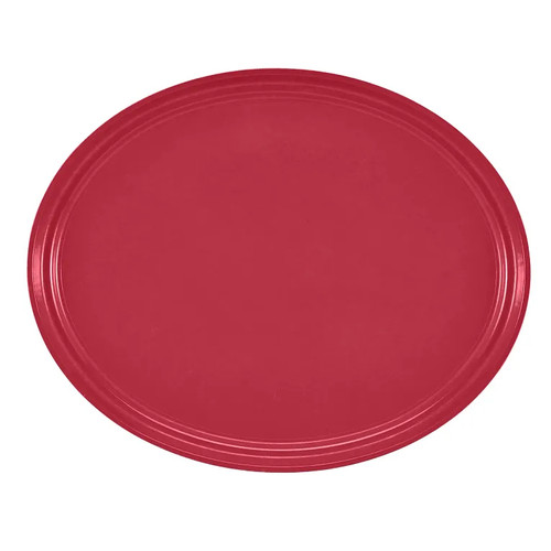 Cambro 2500221 24" x 19" Ever Red High-Impact Fiberglass Oval Camtray - 6/Case