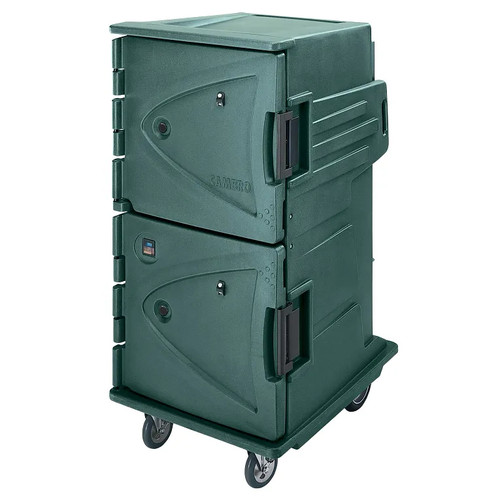 Cambro CMBH1826TSF192 30.50" W x 64.38" H x 39" D Granite Green Polyethylene Tall Profile Electric Camtherm Hot Cart - 110V