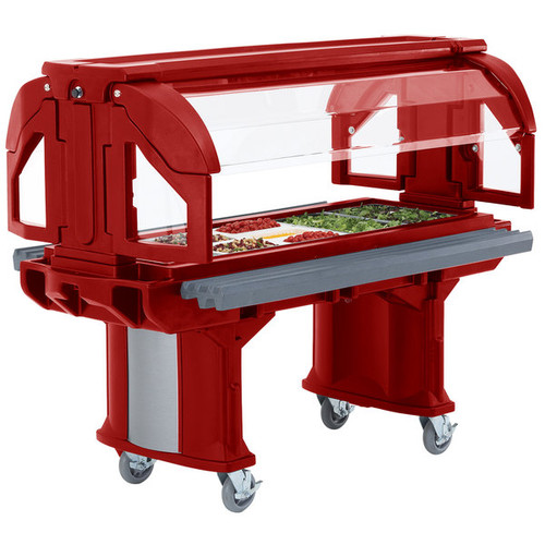 Cambro VBRL6158 82"L x 42.50"W x 55.75"H Hot Red Polyethylene 6 Ft. Unit Cold Food Versa Food Bar Serving Buffet