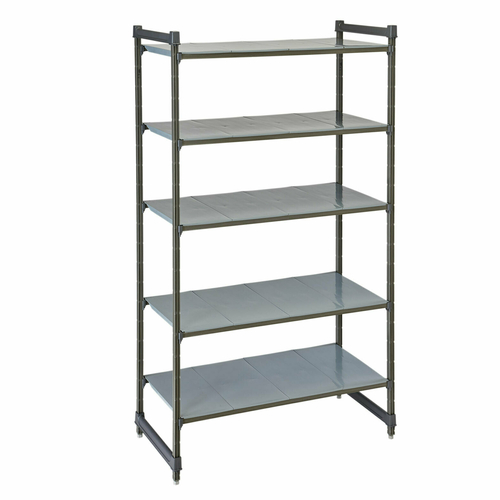 Cambro CBU213084S5580 30" W x 21" D x 84" H Brushed Graphite Polypropylene 5 Shelves Solid Camshelving Basics Plus Starter Unit