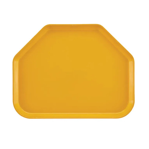 Cambro 1418TR504 14" x 18" Trapezoid Fiberglass Mustard Camtray - 12/Case