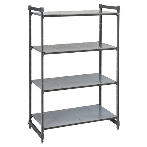 Cambro CBU245472S4580 4-Tier 600 Lbs. Capacity Per Shelf (400 Lbs. Top Shelf) Brushed Graphite Camshelving Basics Plus Starter Unit
